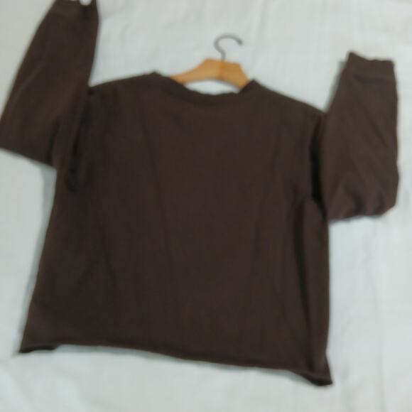 NFL Team Apparel Small CLEVELAND BROWNS Crop Long-Sleeved Stretch Thick-Knit Top - Picture 6 of 11